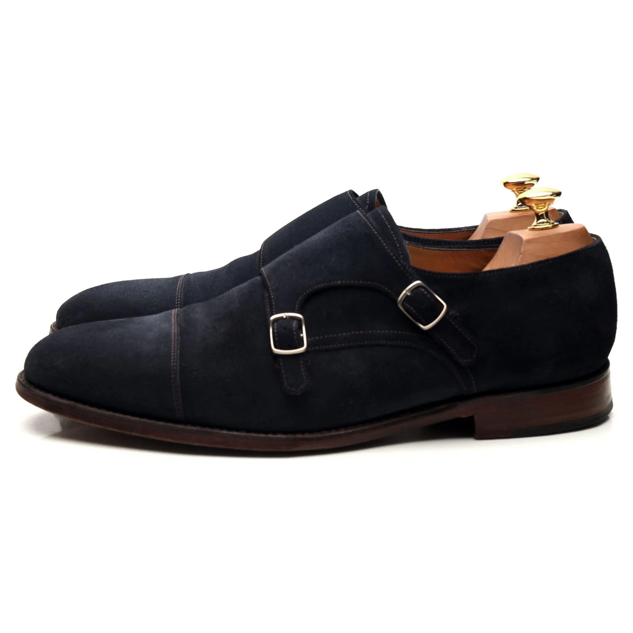 1880 'Cannon' Navy Blue Suede Double Monk Strap UK 10 F