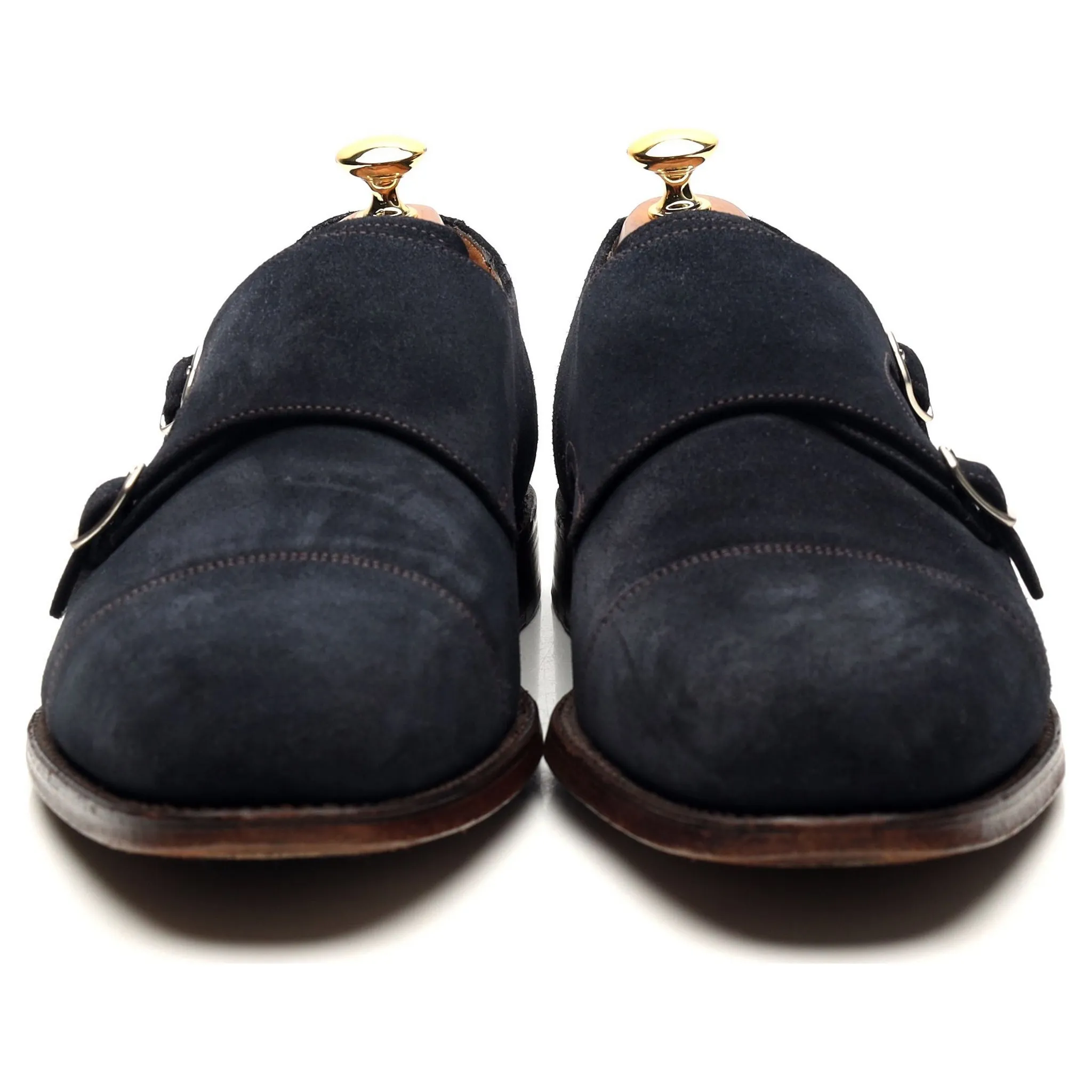 1880 'Cannon' Navy Blue Suede Double Monk Strap UK 10 F