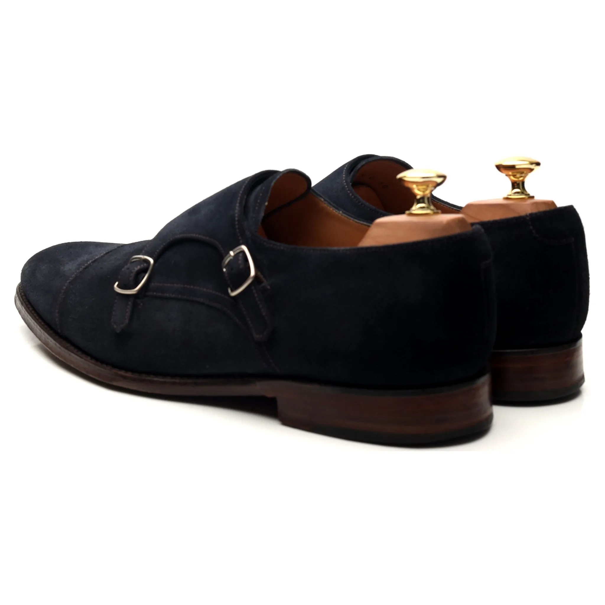 1880 'Cannon' Navy Blue Suede Double Monk Strap UK 10 F