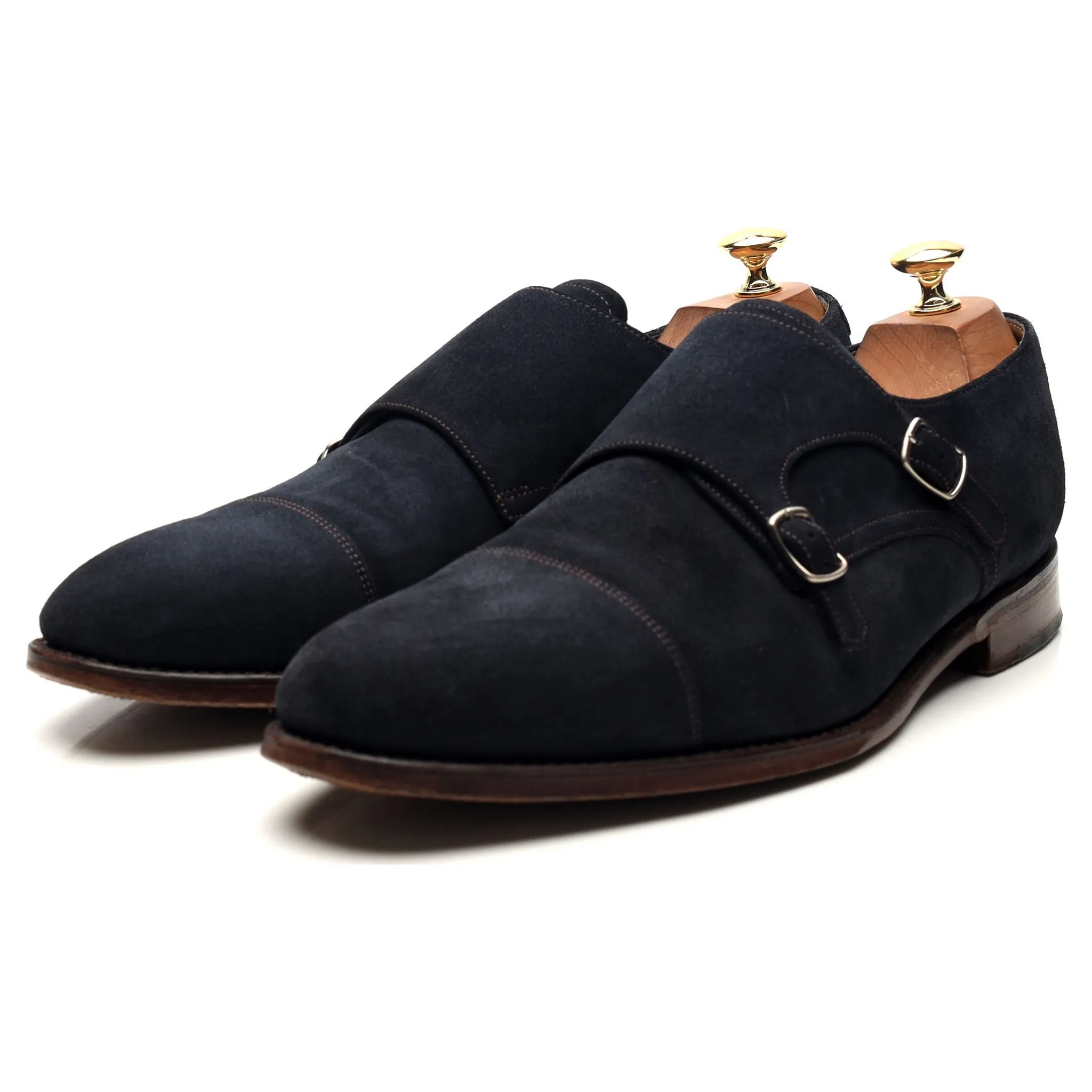 1880 'Cannon' Navy Blue Suede Double Monk Strap UK 10 F