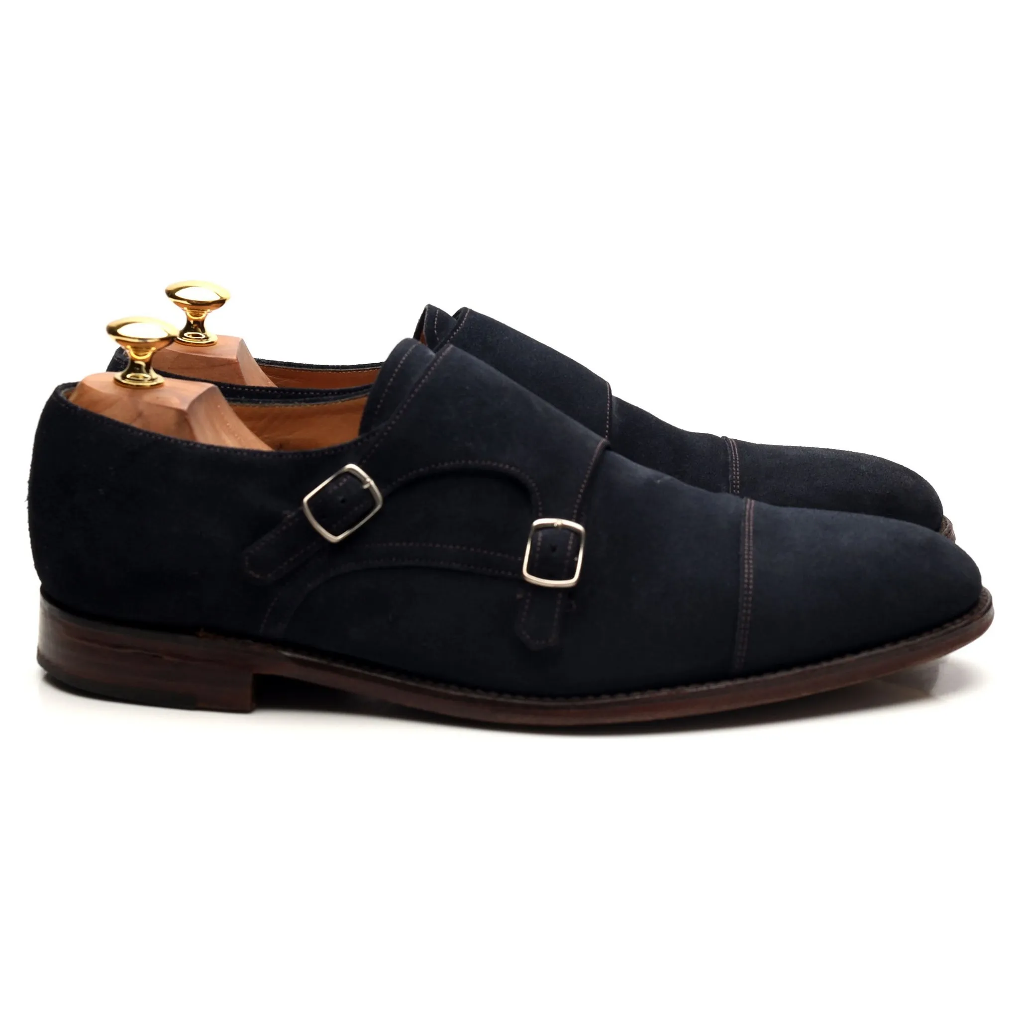 1880 'Cannon' Navy Blue Suede Double Monk Strap UK 10 F