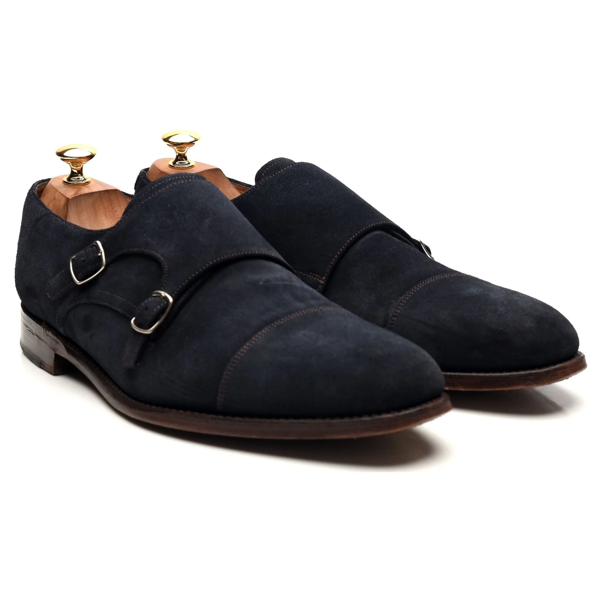 1880 'Cannon' Navy Blue Suede Double Monk Strap UK 10 F