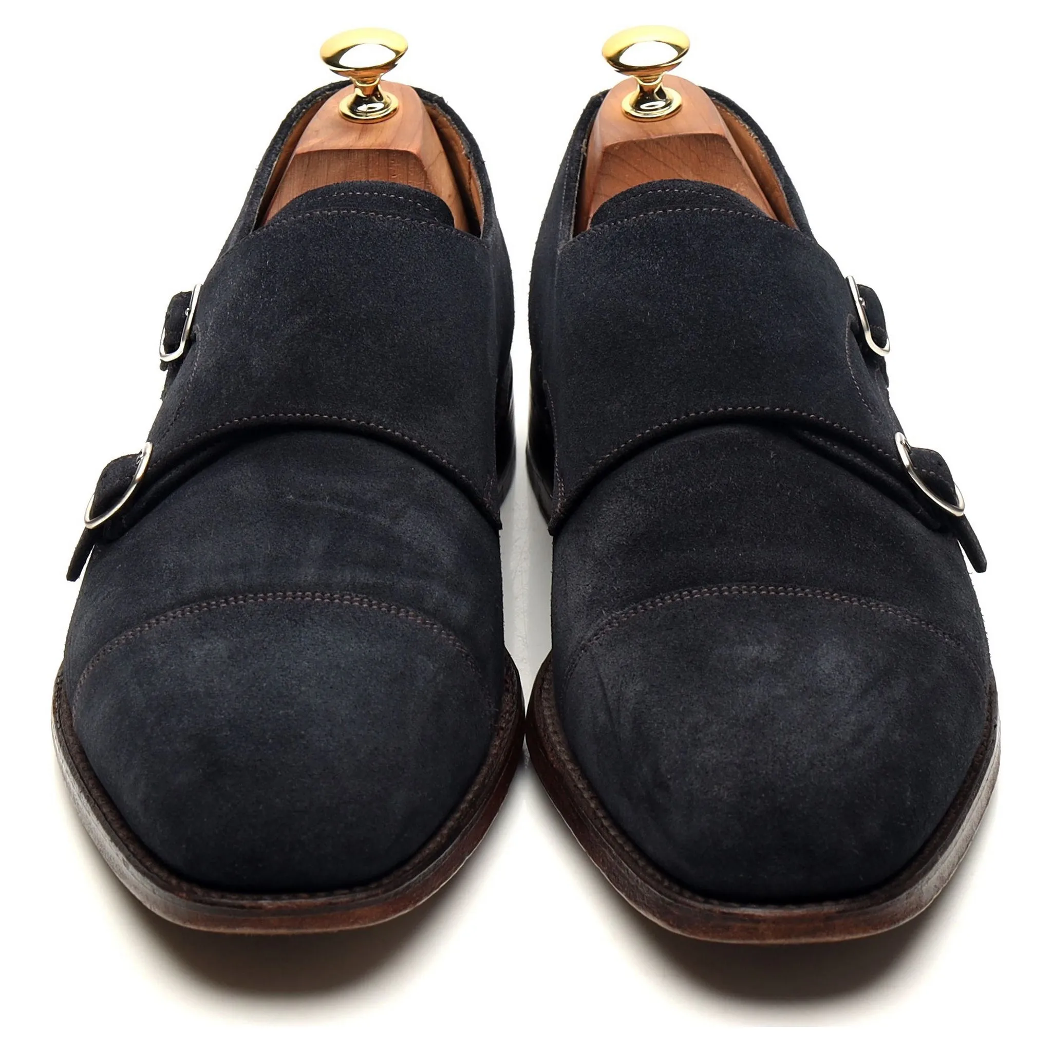 1880 'Cannon' Navy Blue Suede Double Monk Strap UK 10 F