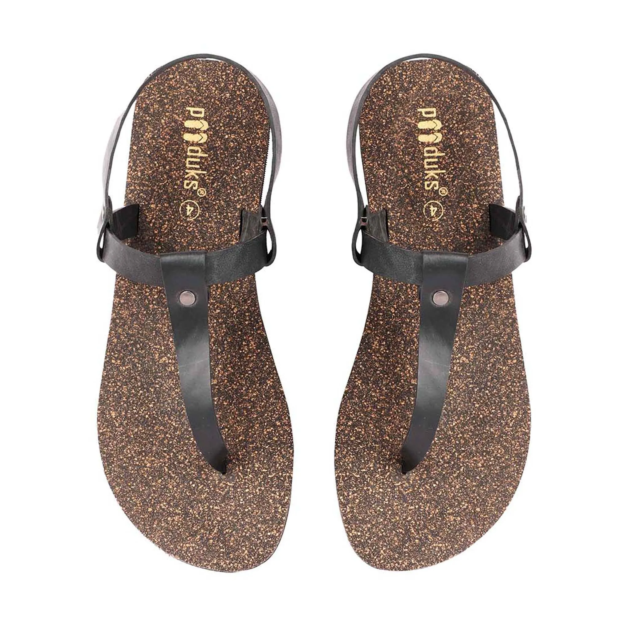 Ara T-Strap Cork Black Sandals Women