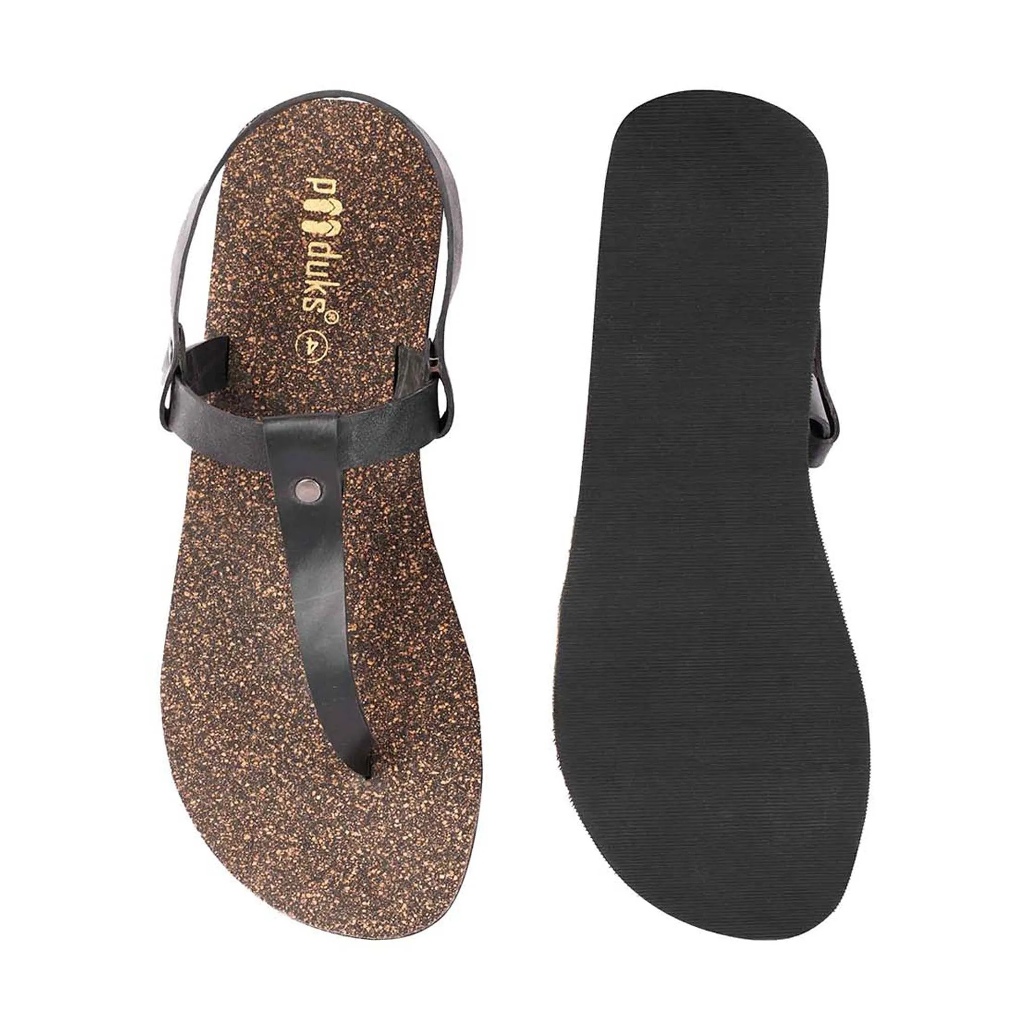 Ara T-Strap Cork Black Sandals Women