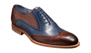 Barker Valiant Full Brogue Oxford Shoe - Ebony / Navy Hand Painted