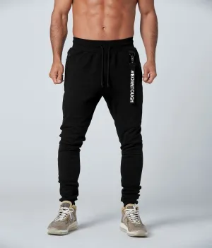 Born Tough Core Fit Zippered Black Crossfit Jogger Pants for Men