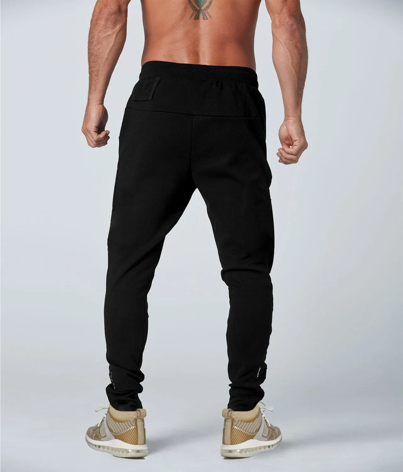 Born Tough Core Fit Zippered Black Crossfit Jogger Pants for Men