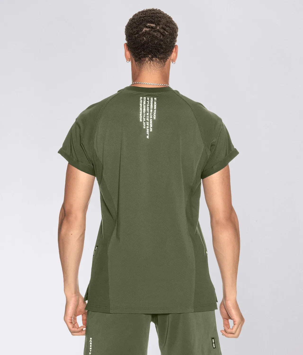 Born Tough Short Sleeve Back Roll Crossfit T-Shirt For Men Military Green