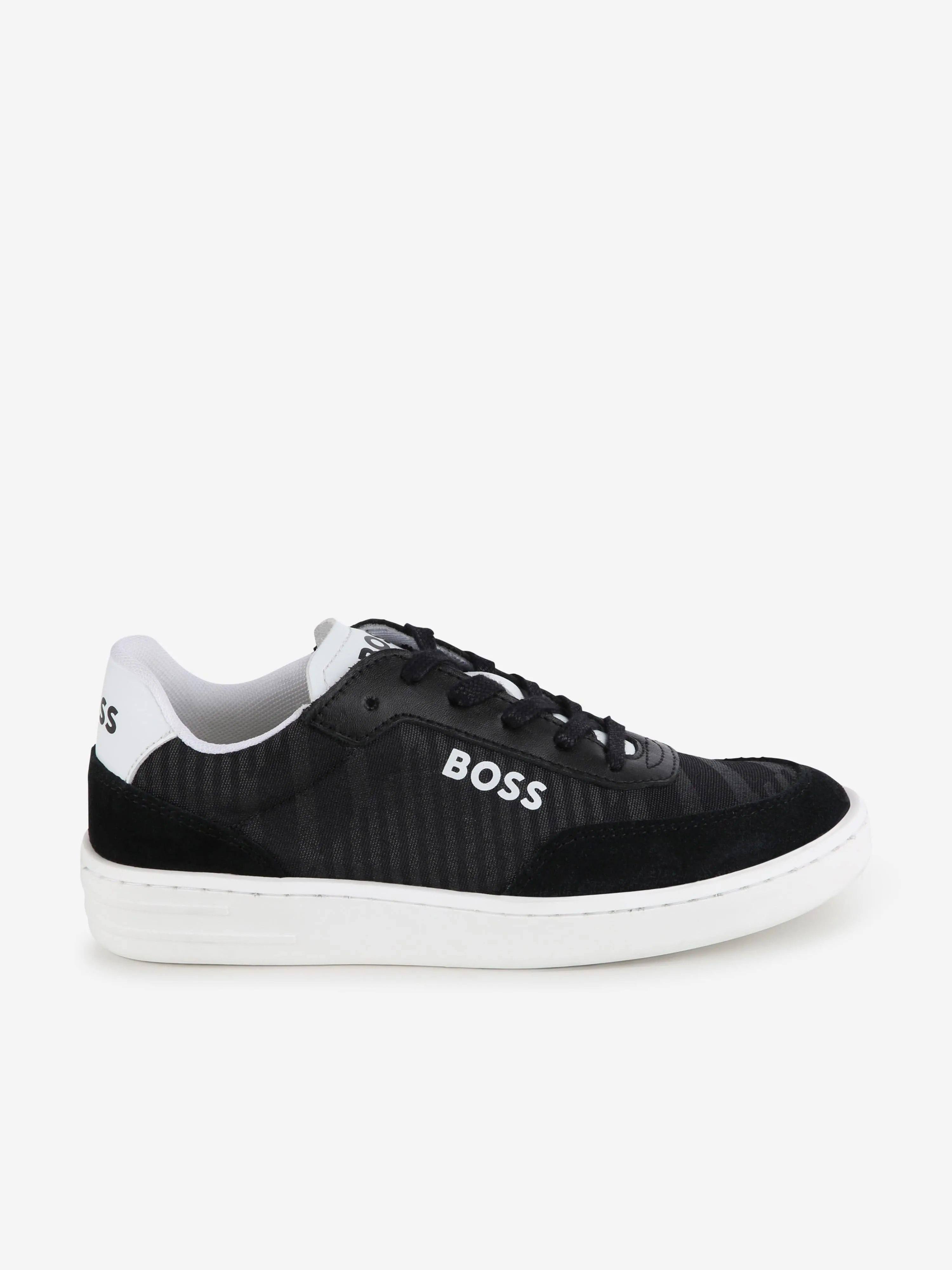 BOSS Boys Suede Logo Trainers in Black