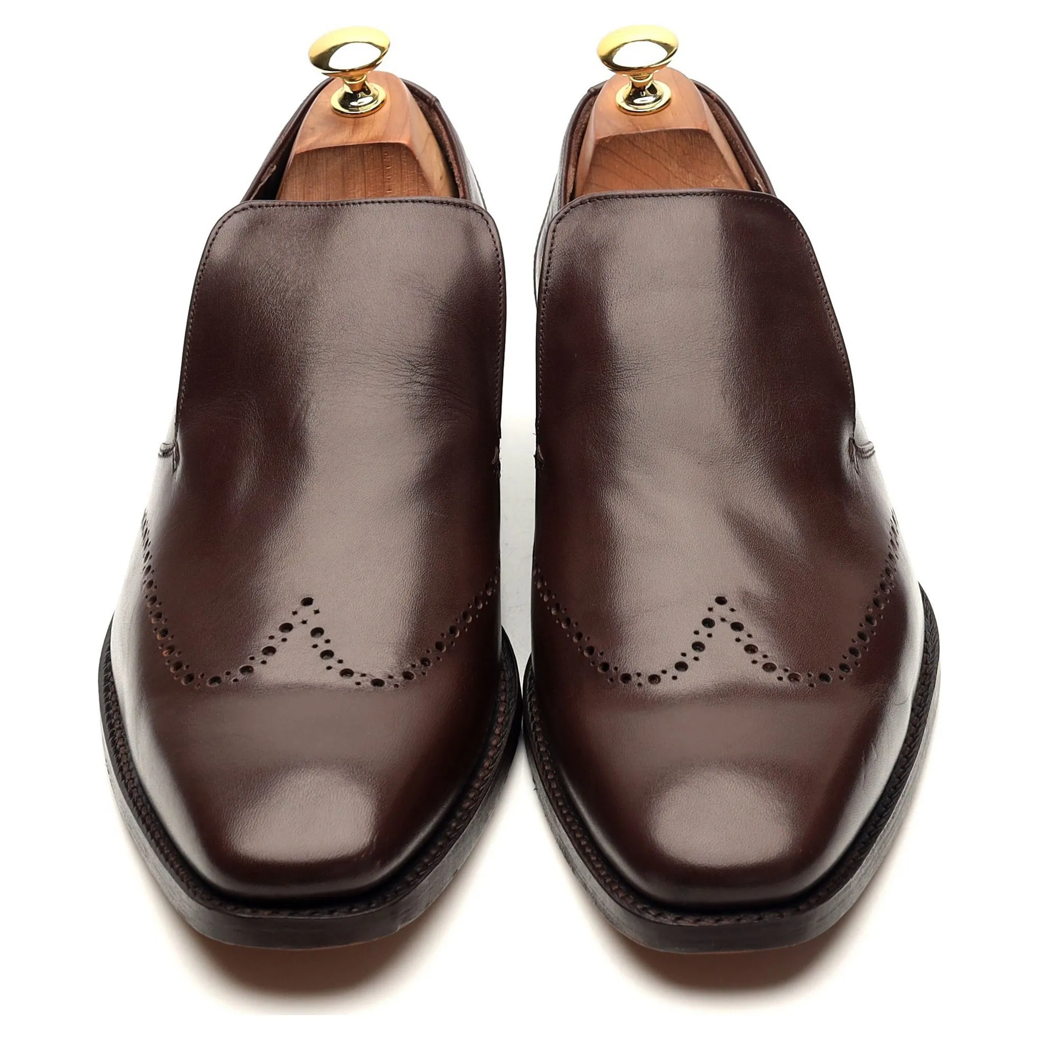 'Bourne' Dark Brown Leather Slip On Loafers UK 9.5 F