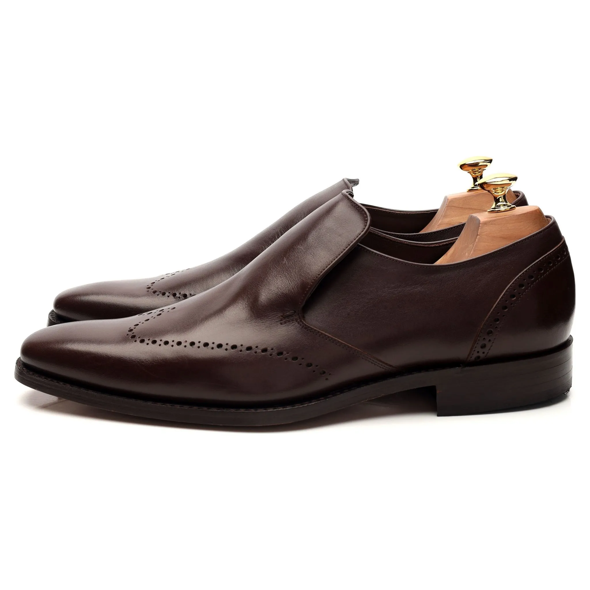 'Bourne' Dark Brown Leather Slip On Loafers UK 9.5 F