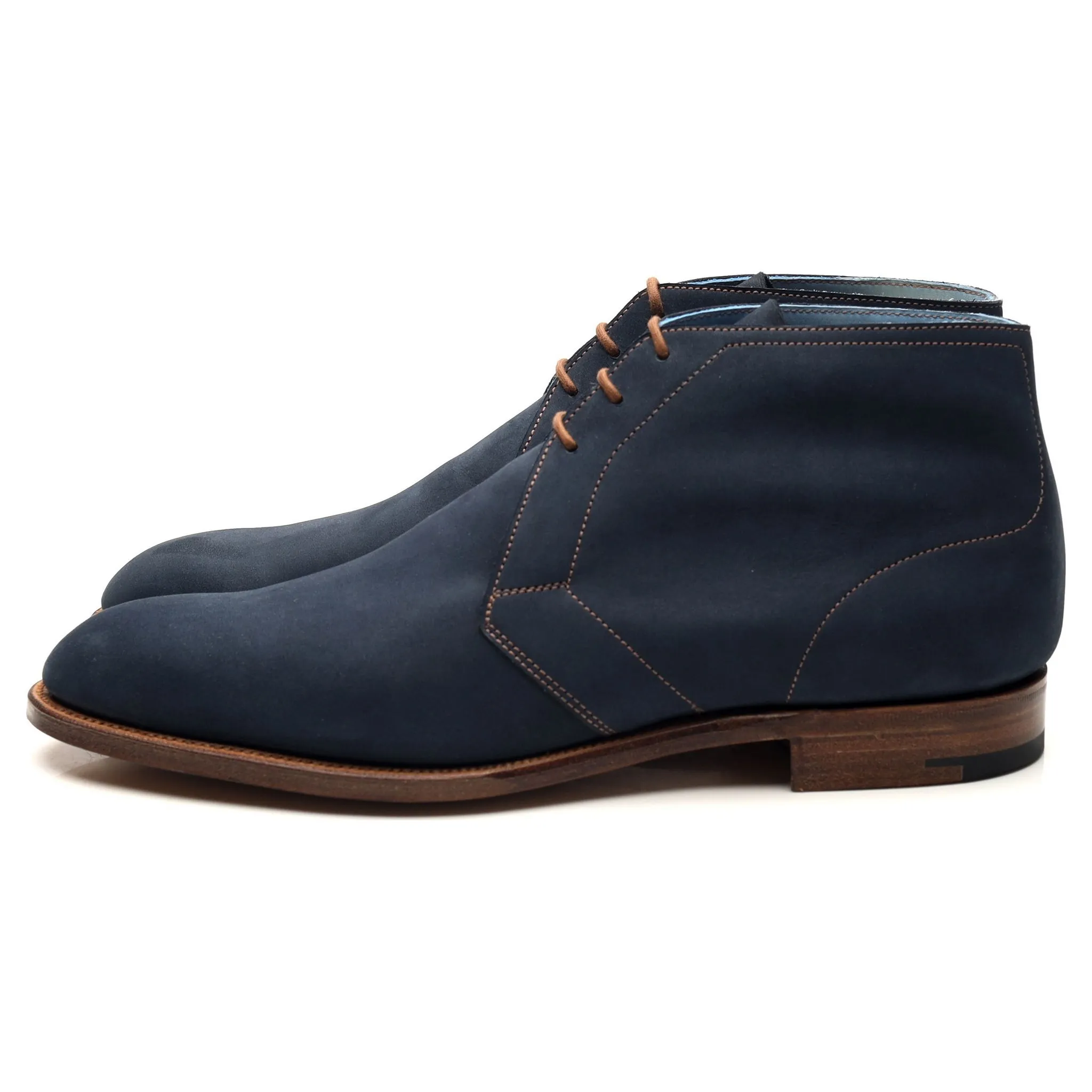 'Cherwell' Navy Blue Nubuck Leather Chukka Boots UK 6 E