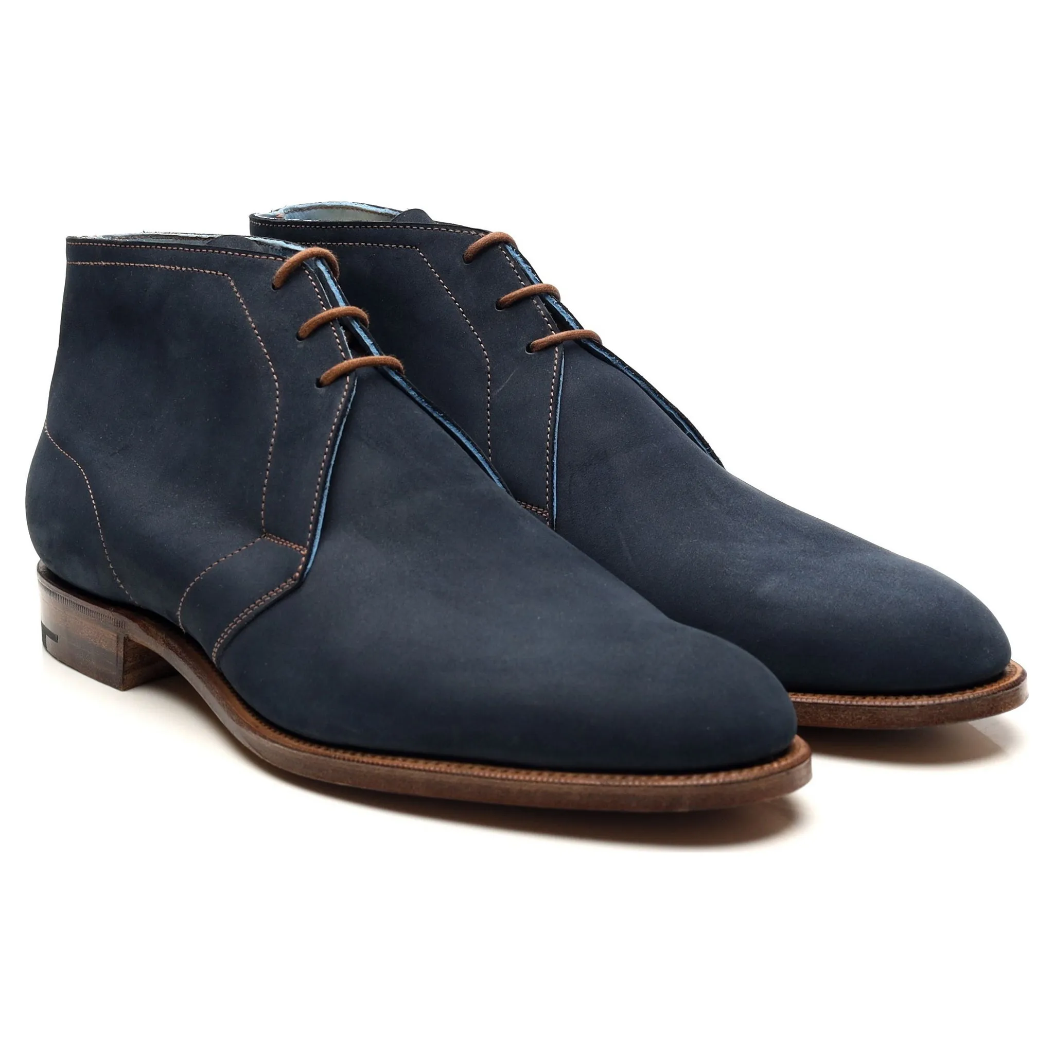 'Cherwell' Navy Blue Nubuck Leather Chukka Boots UK 6 E