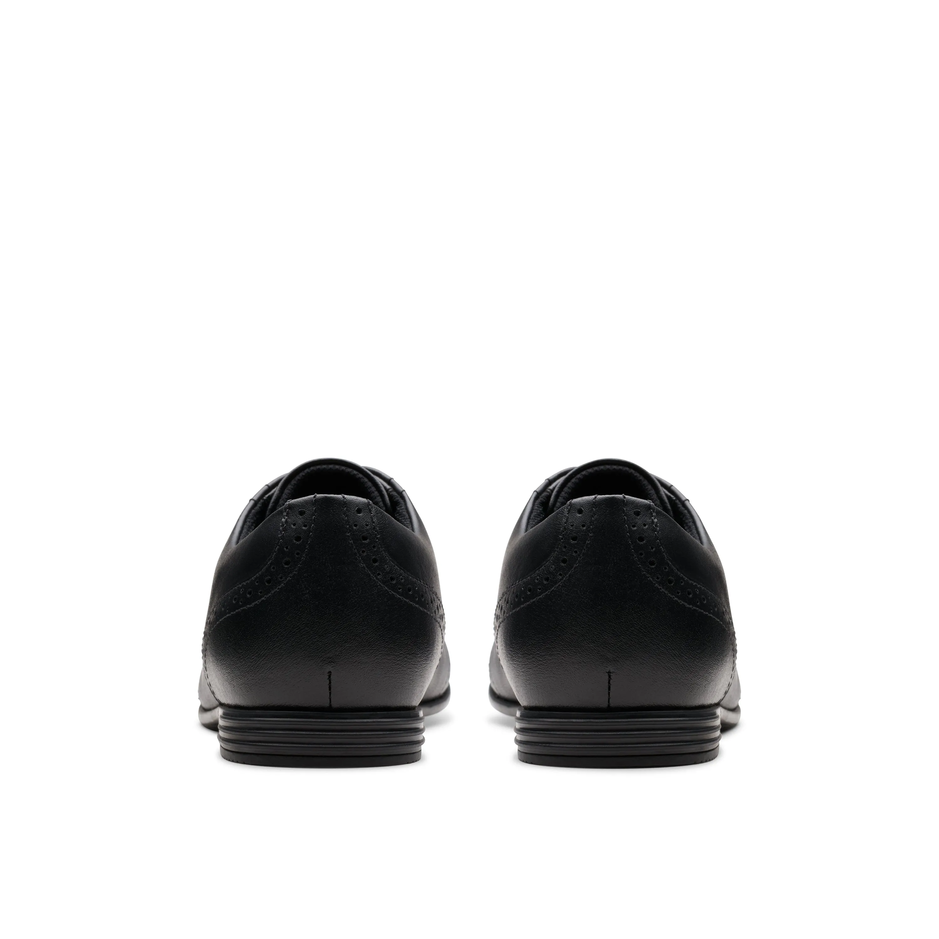 Clarks Finja Brogue Y Girls Black School Shoe