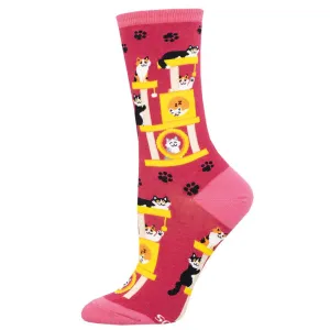 Cool Cat Club (Pink) Women’s Crew Socks