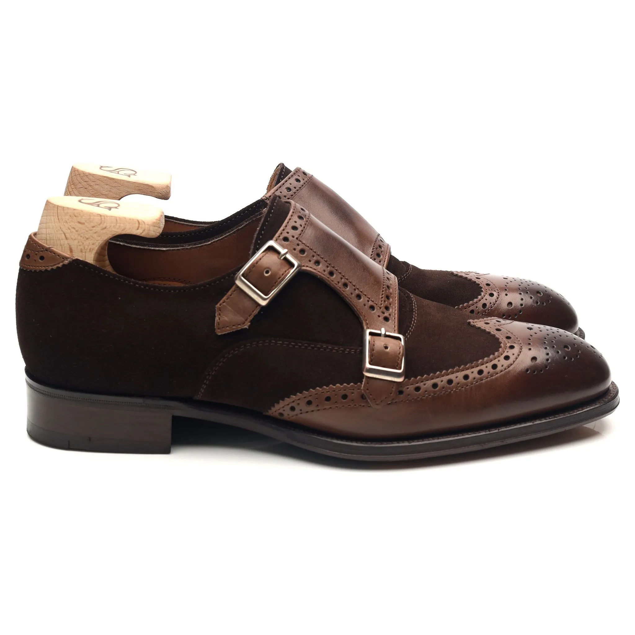 'Cooper' Brown Leather Double Monk Strap UK 7 F