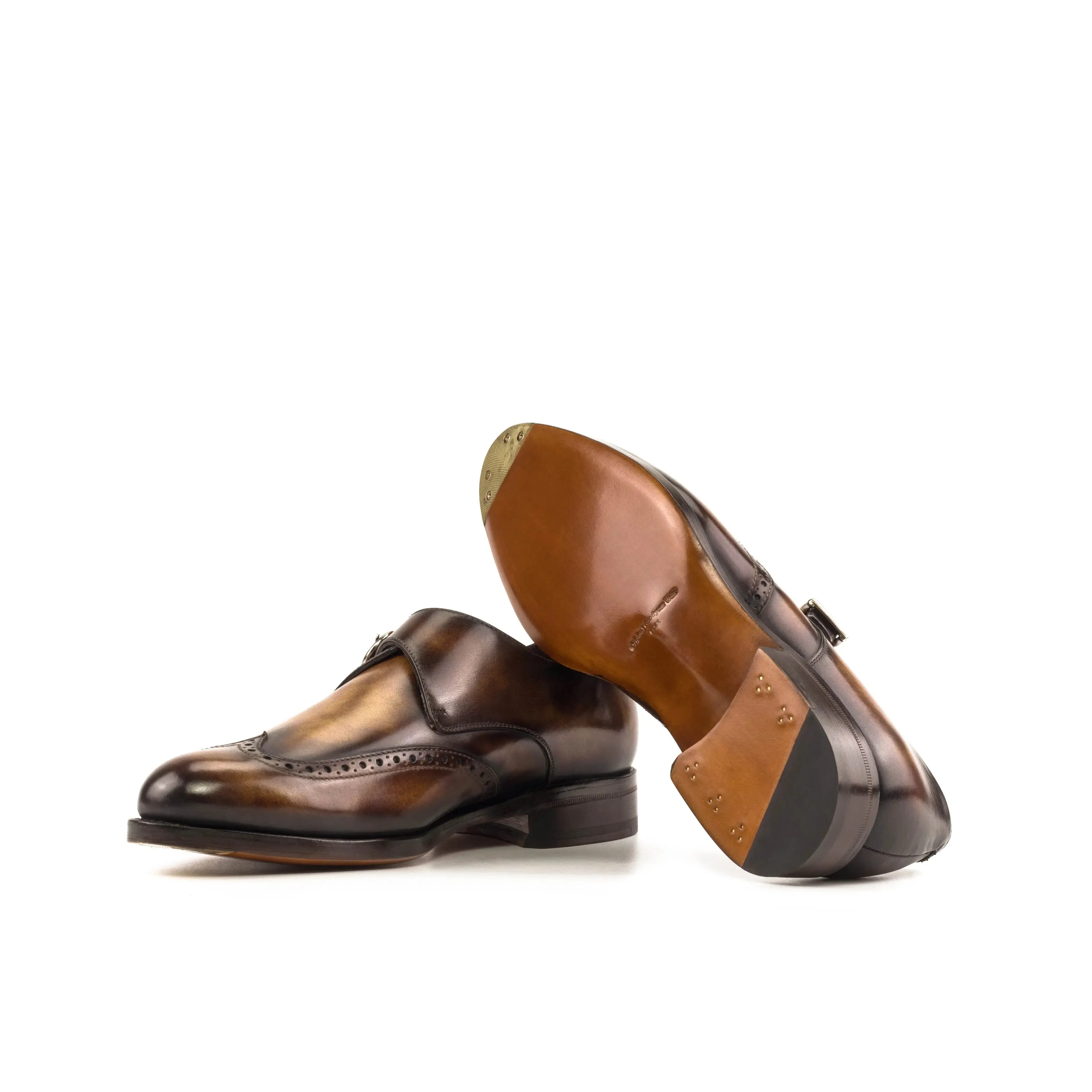 DapperFam Brenno in Fire Men's Hand-Painted Patina Single Monk