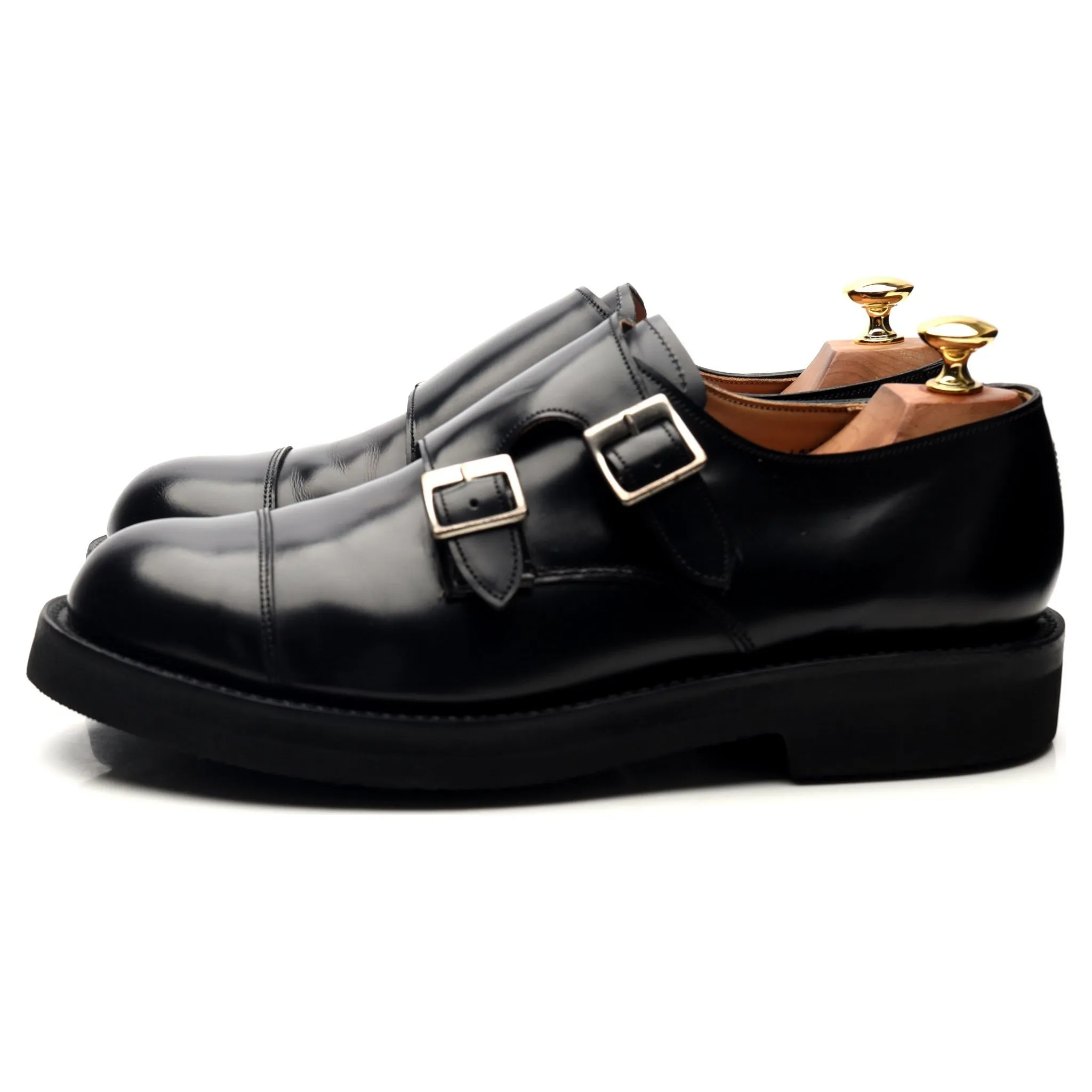 'Diggery' Black Leather Double Monk Strap UK 8.5 G