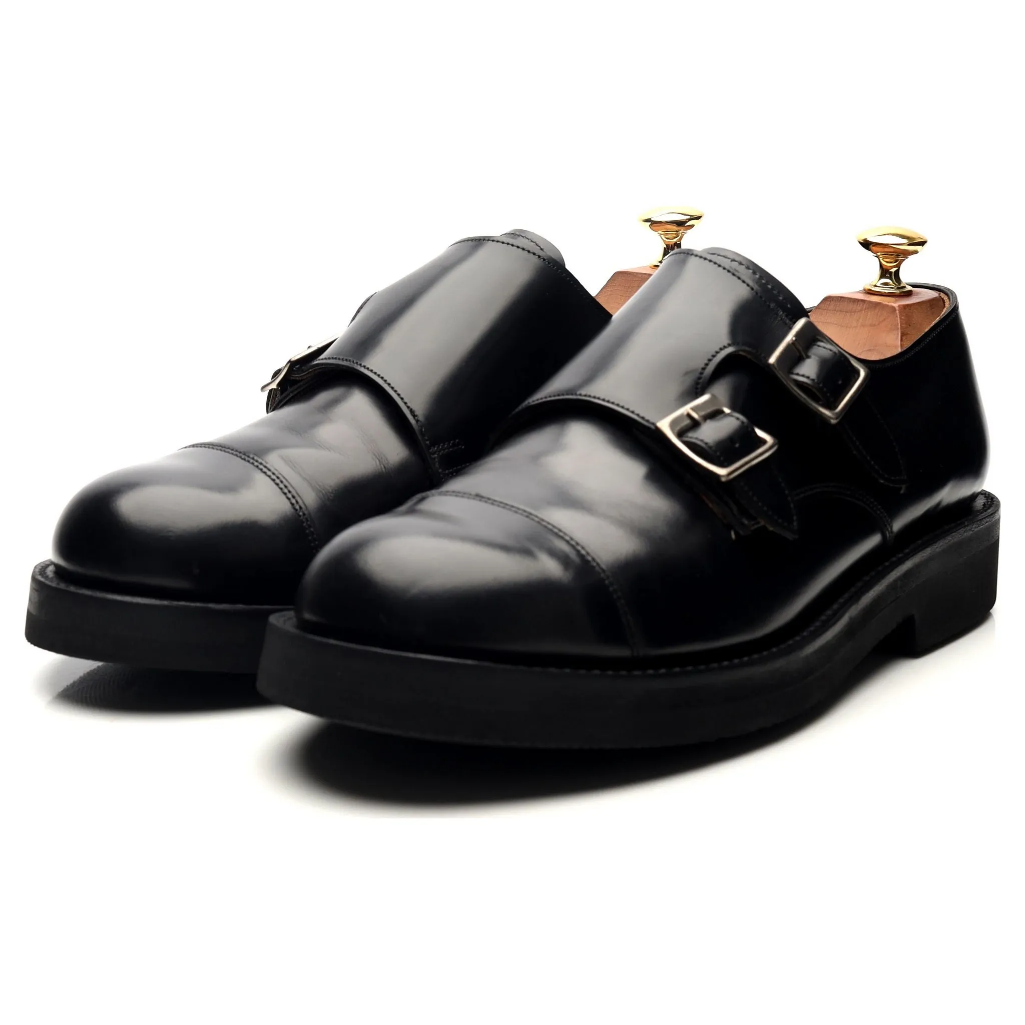 'Diggery' Black Leather Double Monk Strap UK 8.5 G