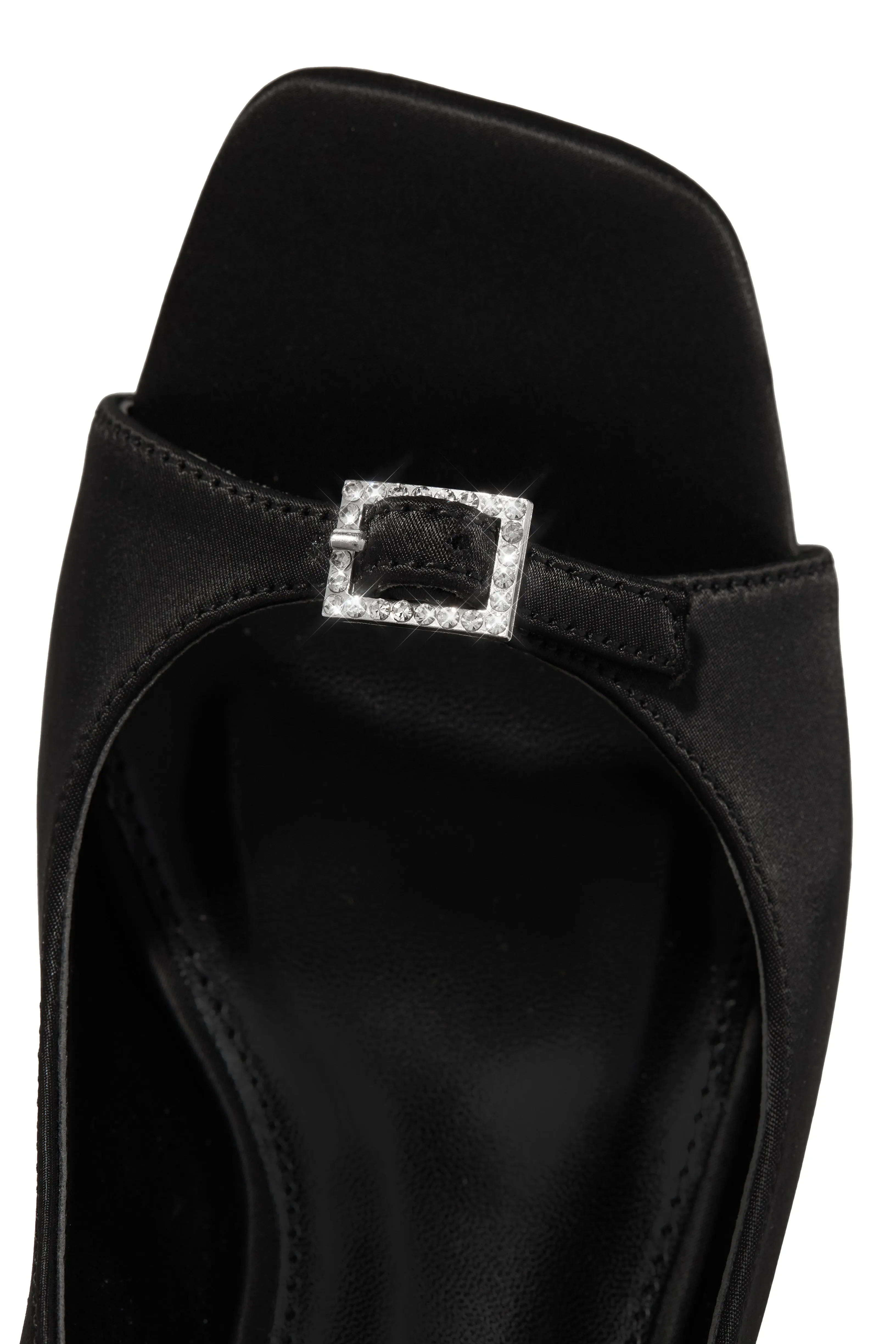 Ella Peep Toe Single Sole Heels - Black