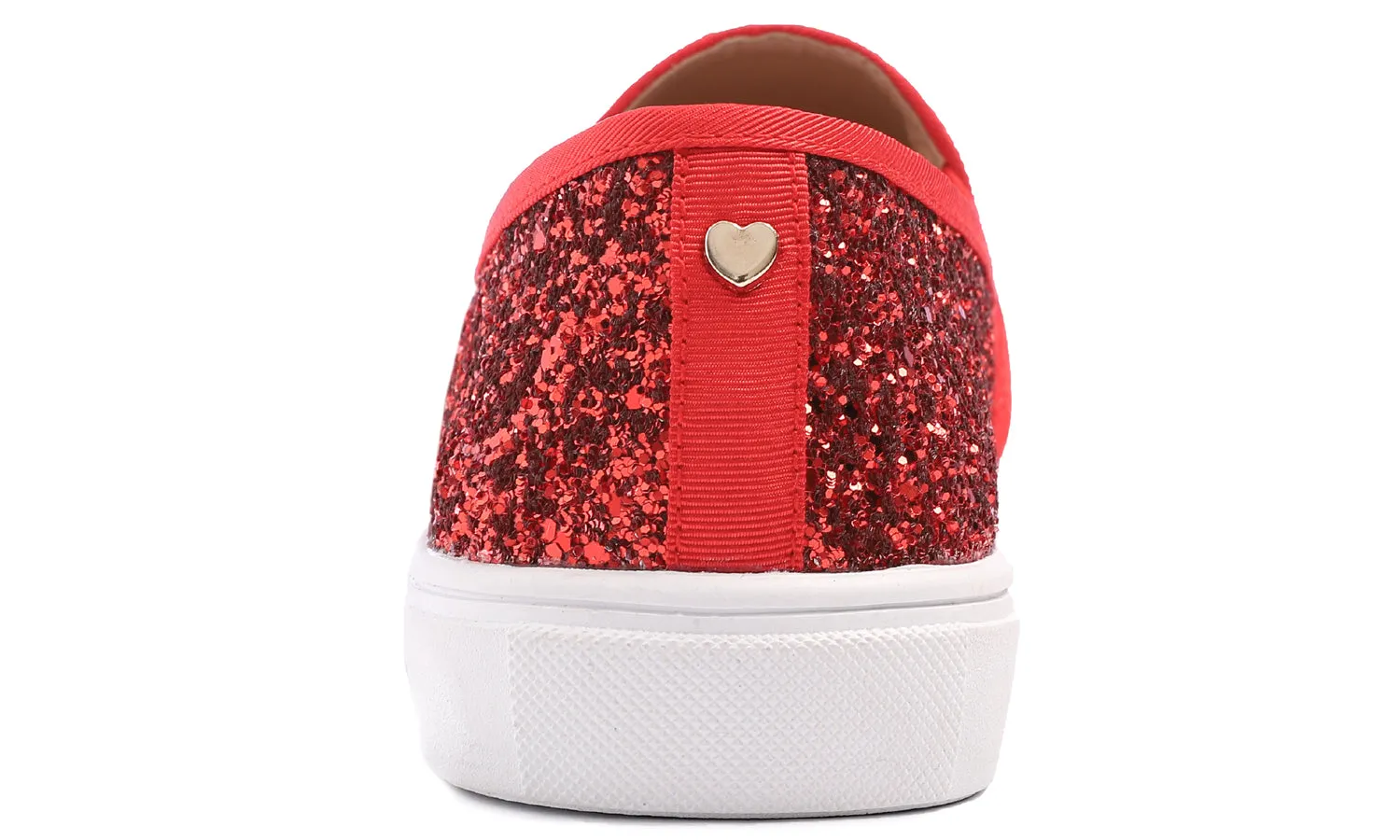 Feversole Women's Glitter Red Slip On Sneaker Casual Flat Loafers