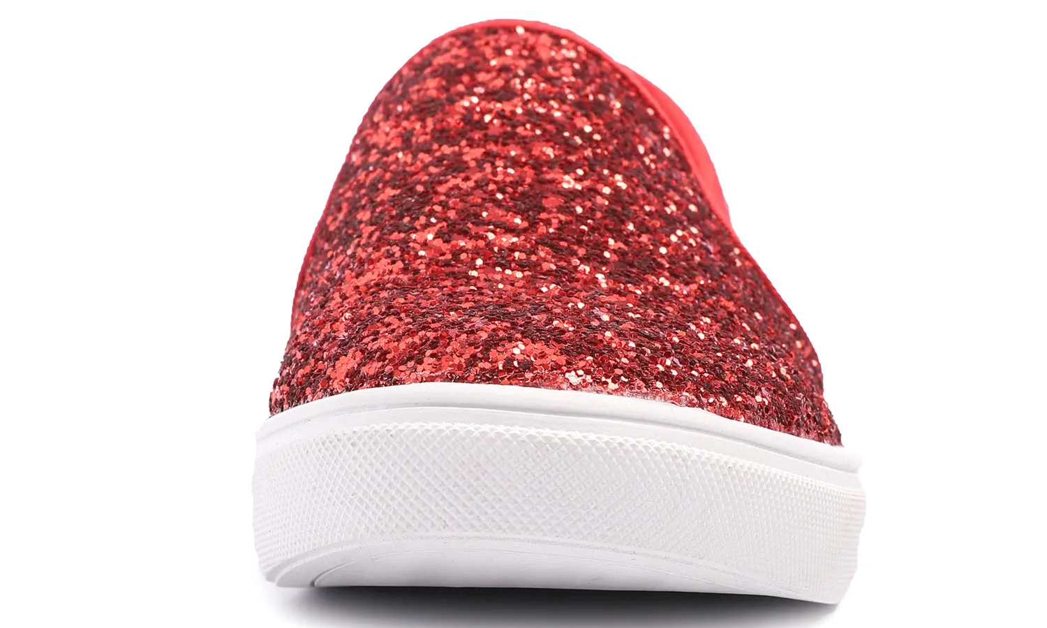 Feversole Women's Glitter Red Slip On Sneaker Casual Flat Loafers