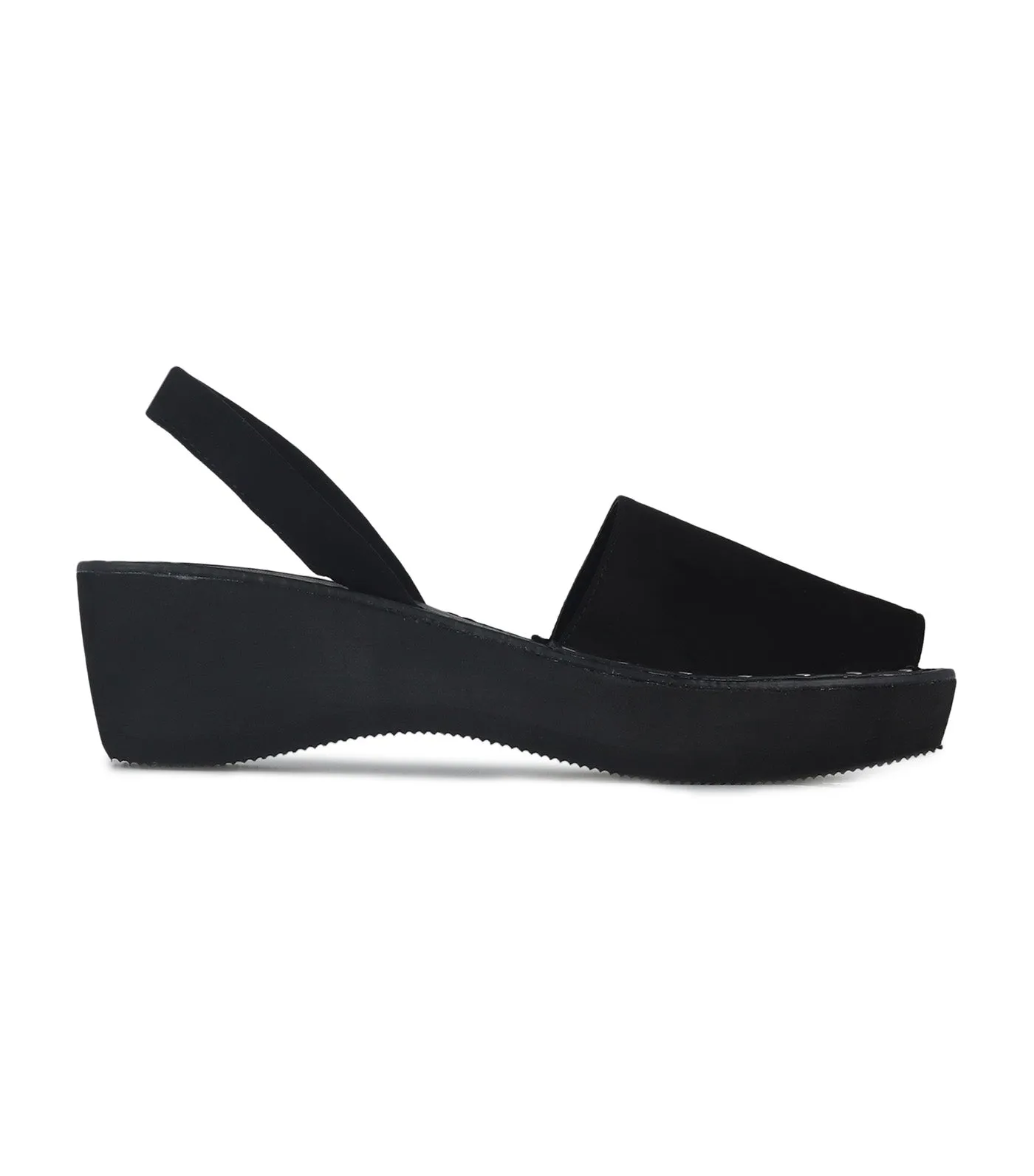 Fine Glass Studs Platform Sandal Black