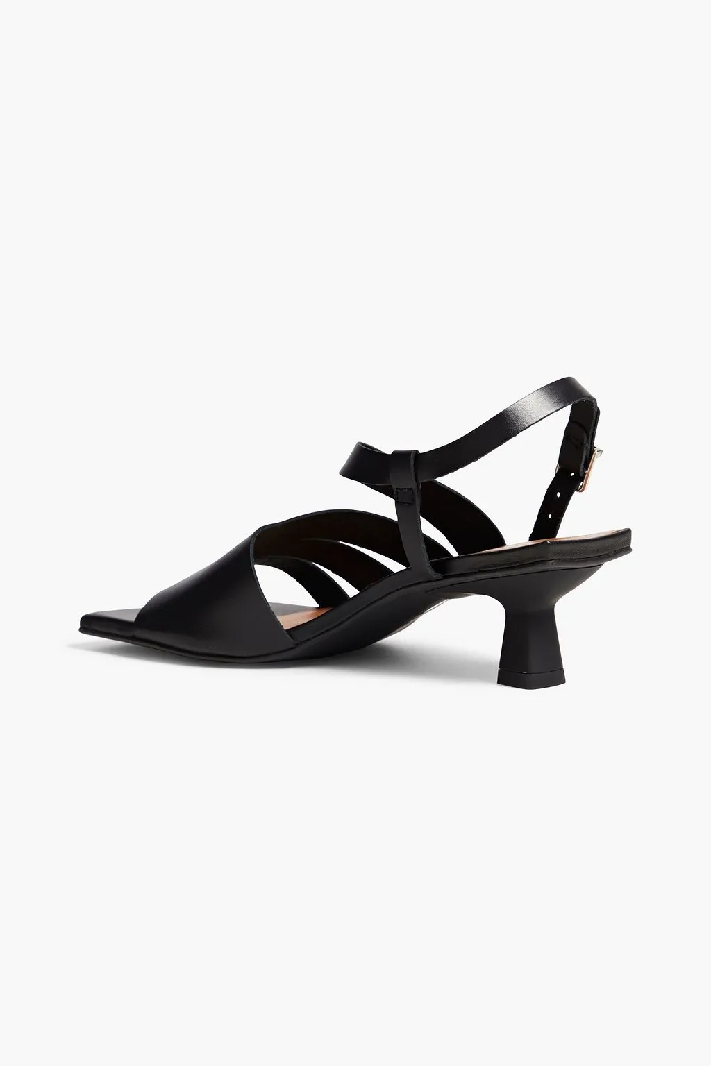 GANNI leather slingback sandals, black