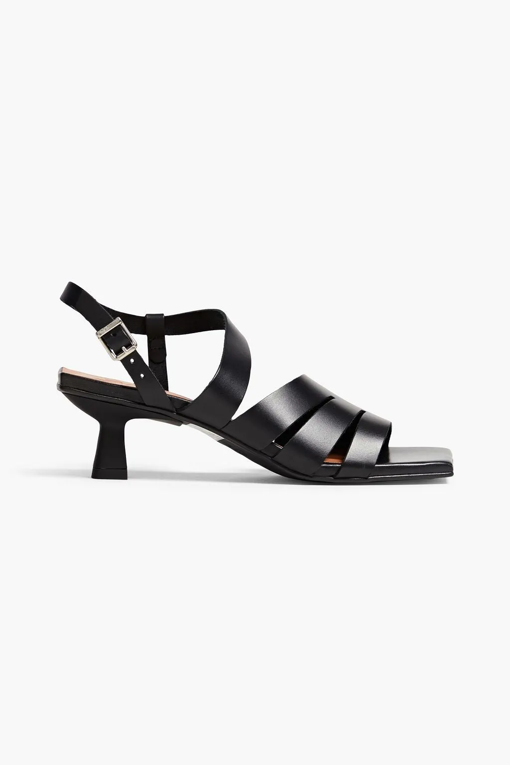 GANNI leather slingback sandals, black