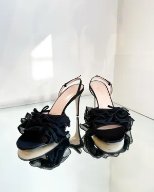 GUCCI Ruffle Embellished Slingback Sandals