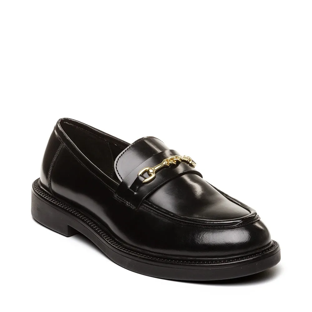 Huddles Flat Shoe BLACK LEATHER