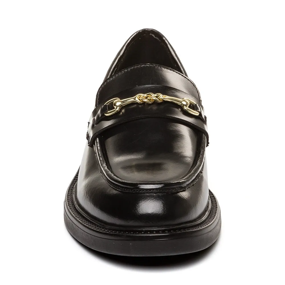 Huddles Flat Shoe BLACK LEATHER