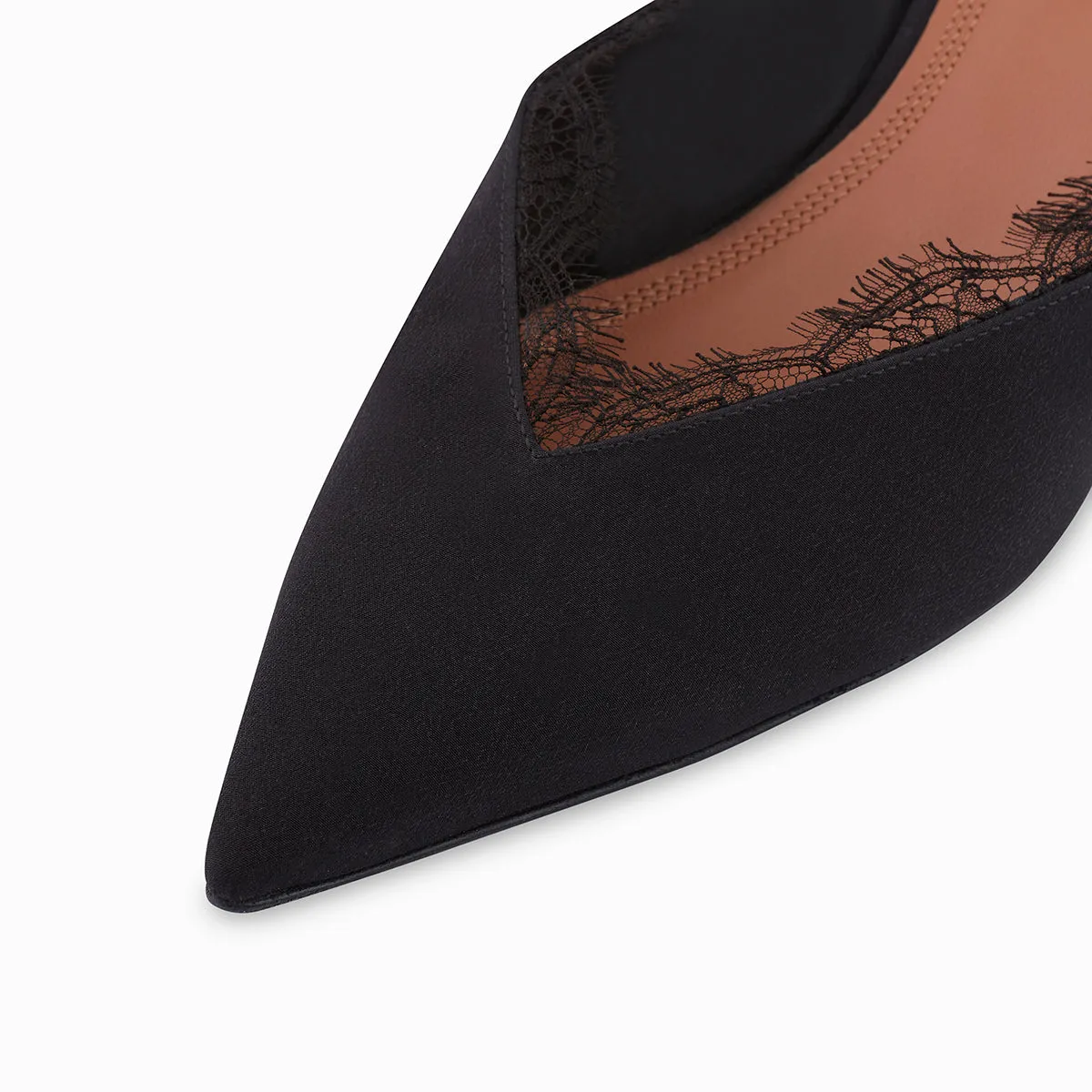 Irena lace-trimmed black kitten heels