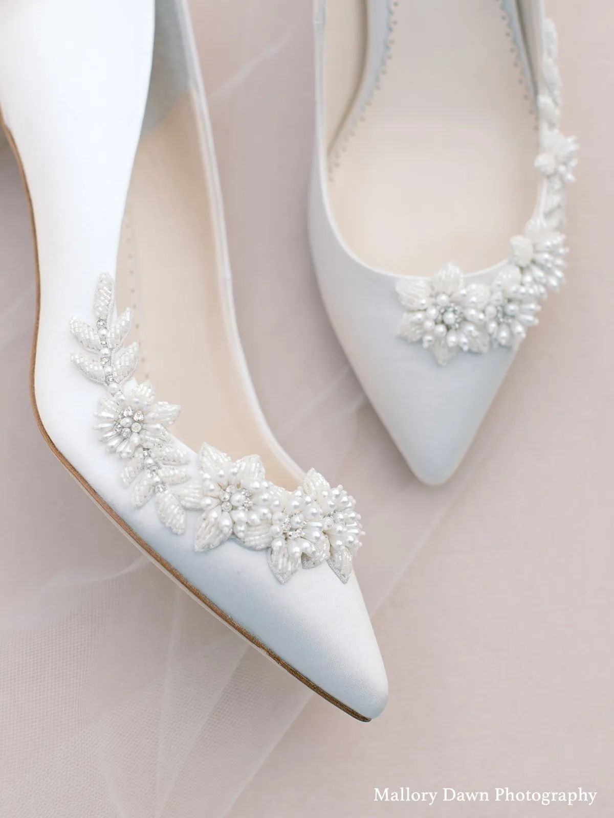 Iris - Ivory Floral Embellished Pumps