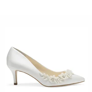 Iris - Ivory Floral Embellished Pumps