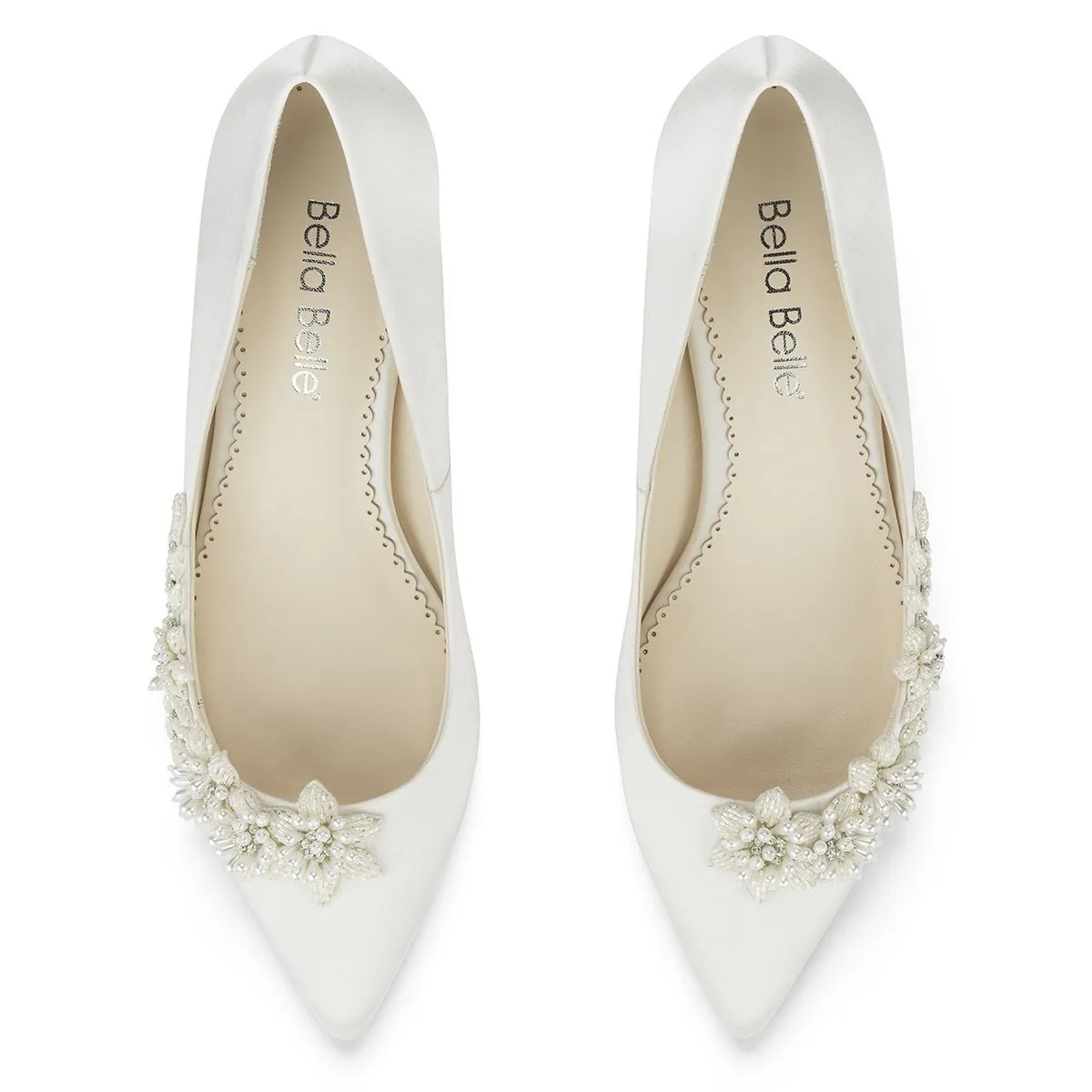 Iris - Ivory Floral Embellished Pumps