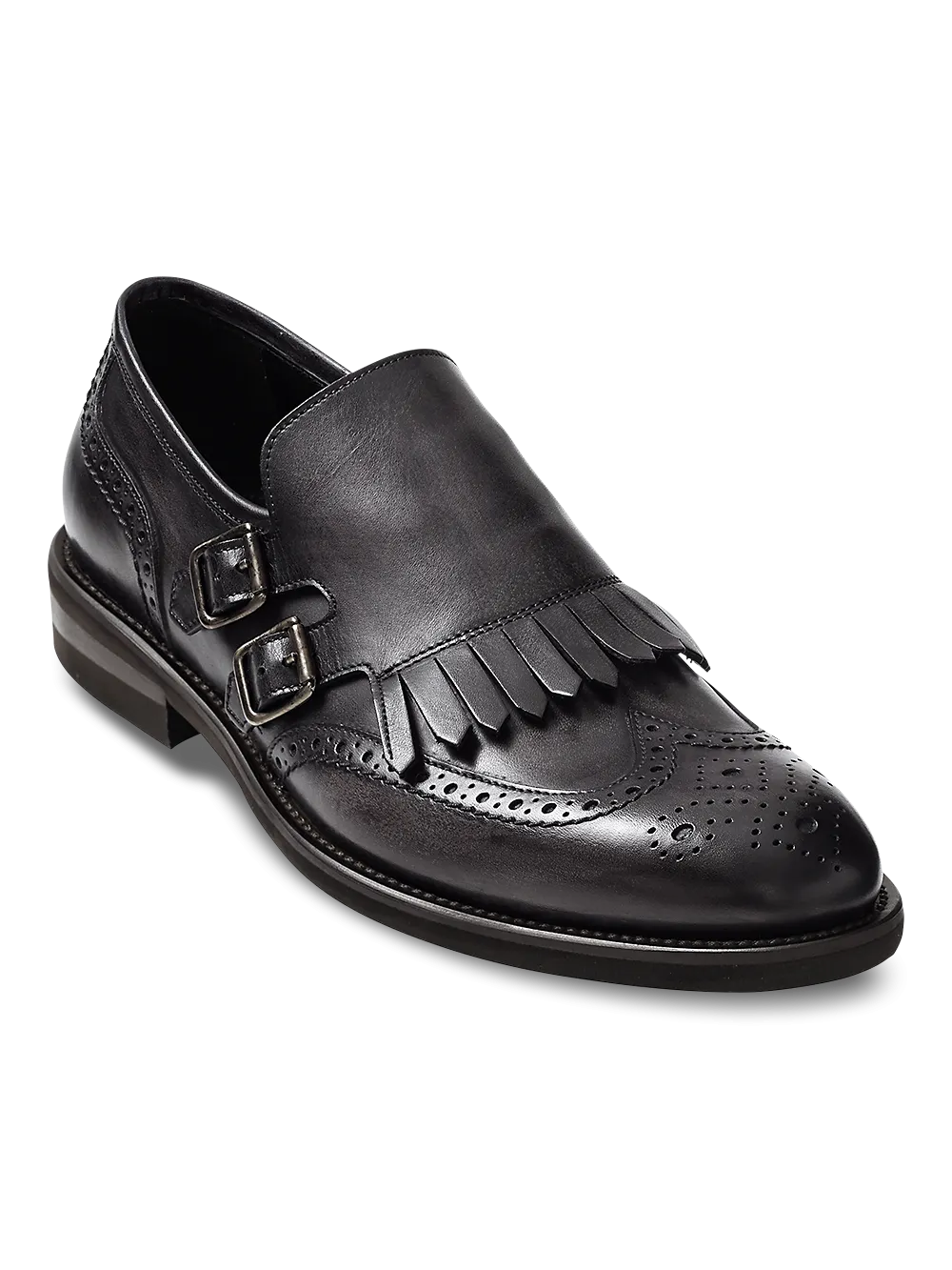 James Kiltie Monk Strap Loafer - Charcoal