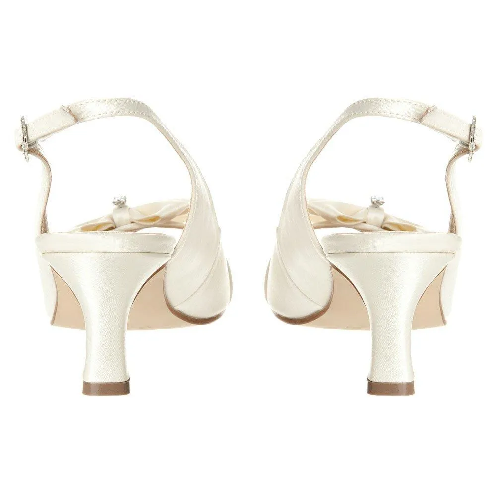 Klipper low heel sling back sandals with a bow