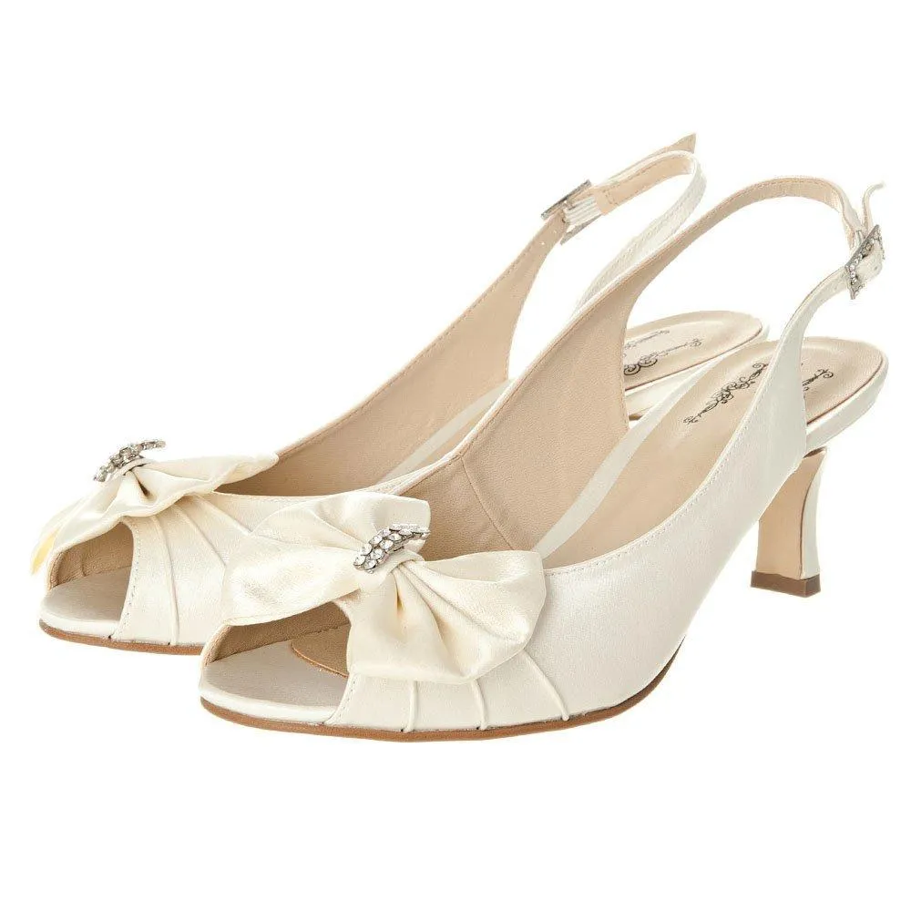 Klipper low heel sling back sandals with a bow