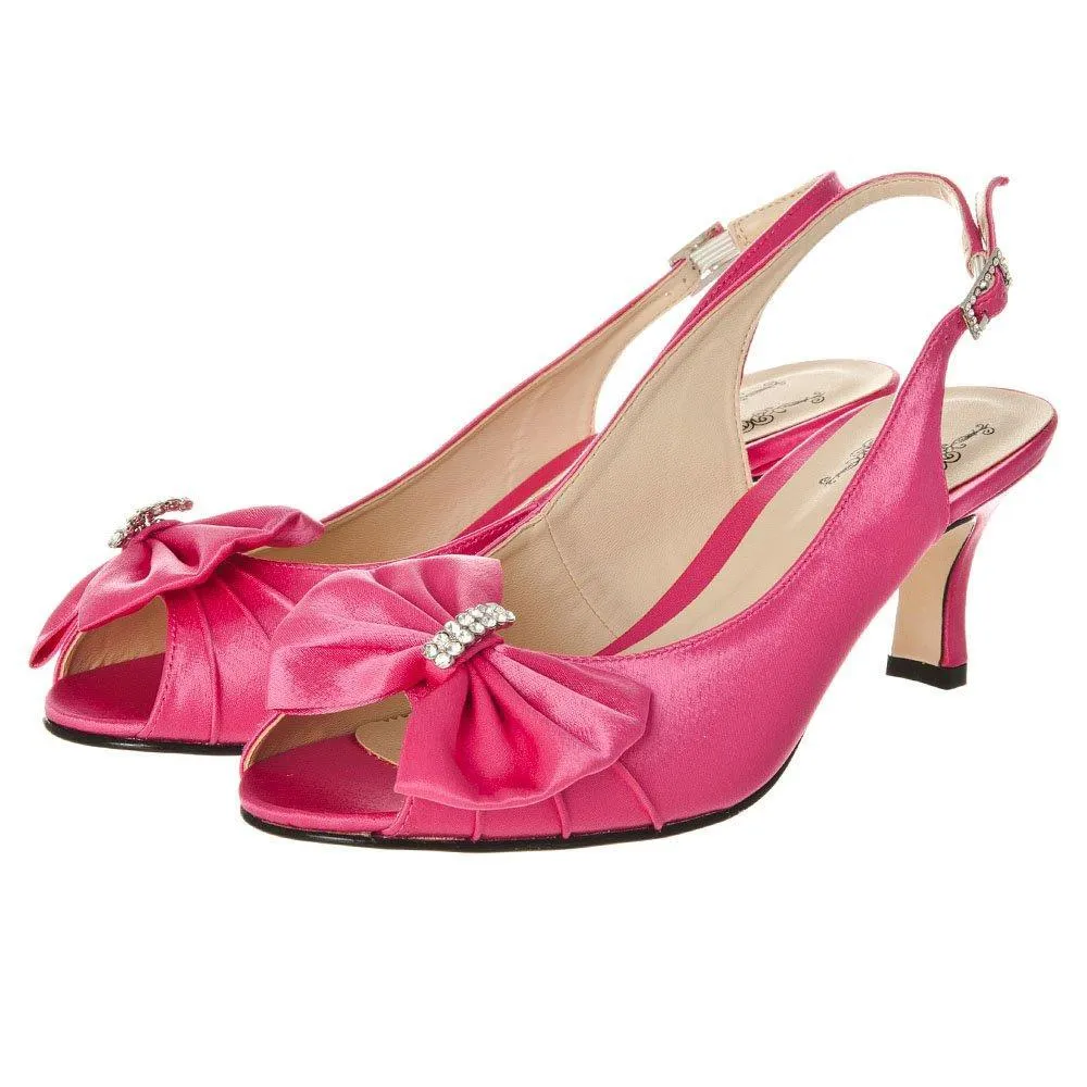 Klipper low heel sling back sandals with a bow