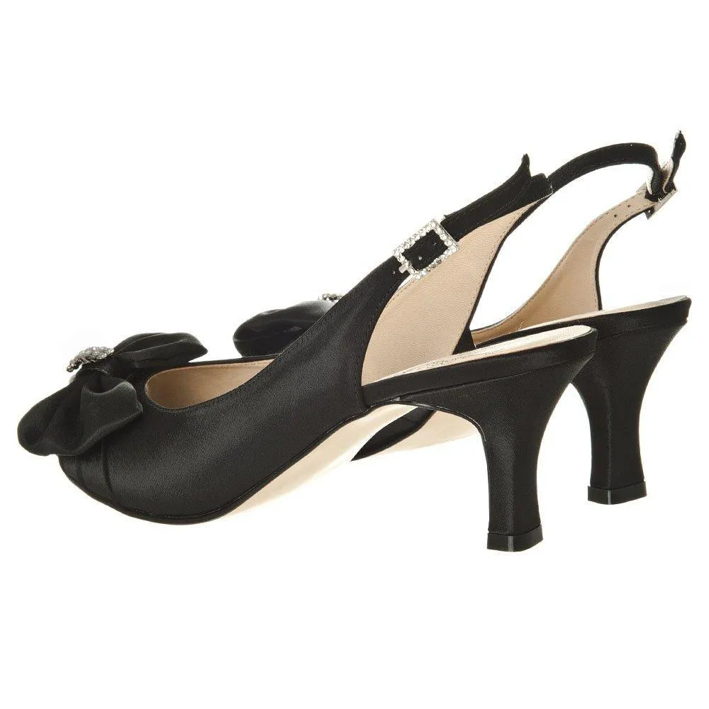 Klipper low heel sling back sandals with a bow