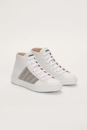 Leather High Top Sneakers in White