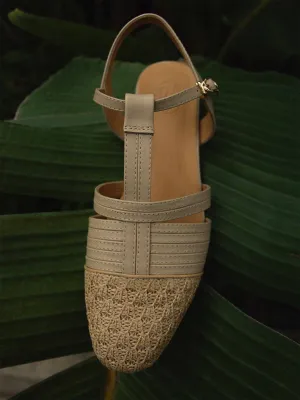 Linen T Straps Sandals