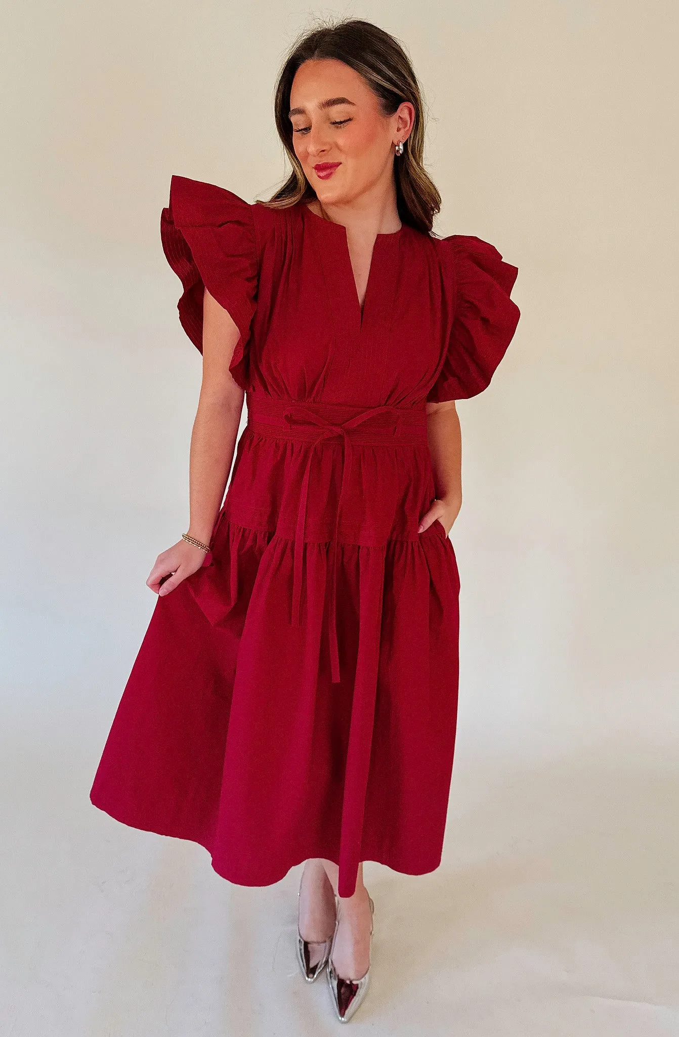 LOOK IN YOUR EYE POPLIN MIDI DRESS