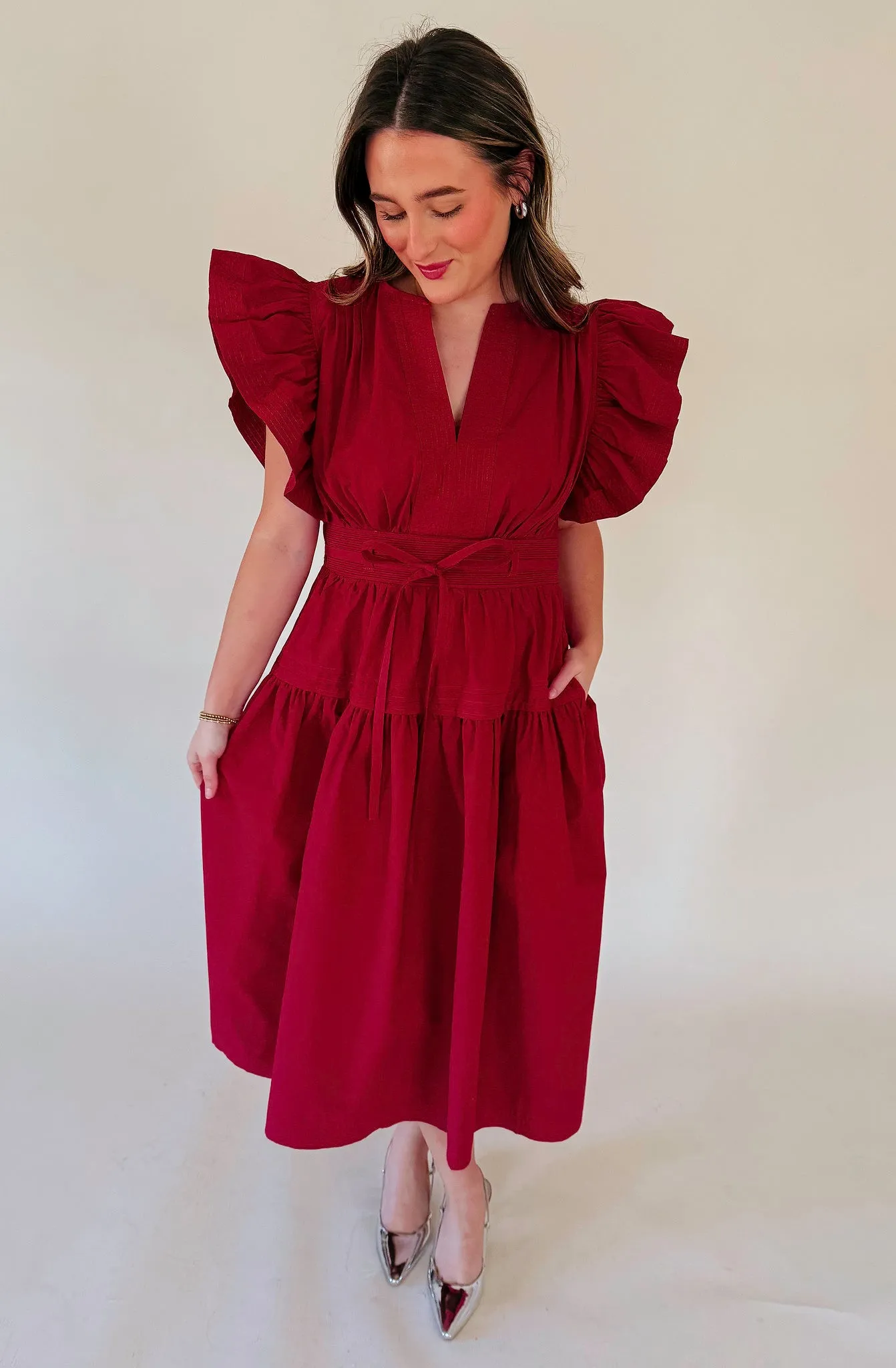 LOOK IN YOUR EYE POPLIN MIDI DRESS