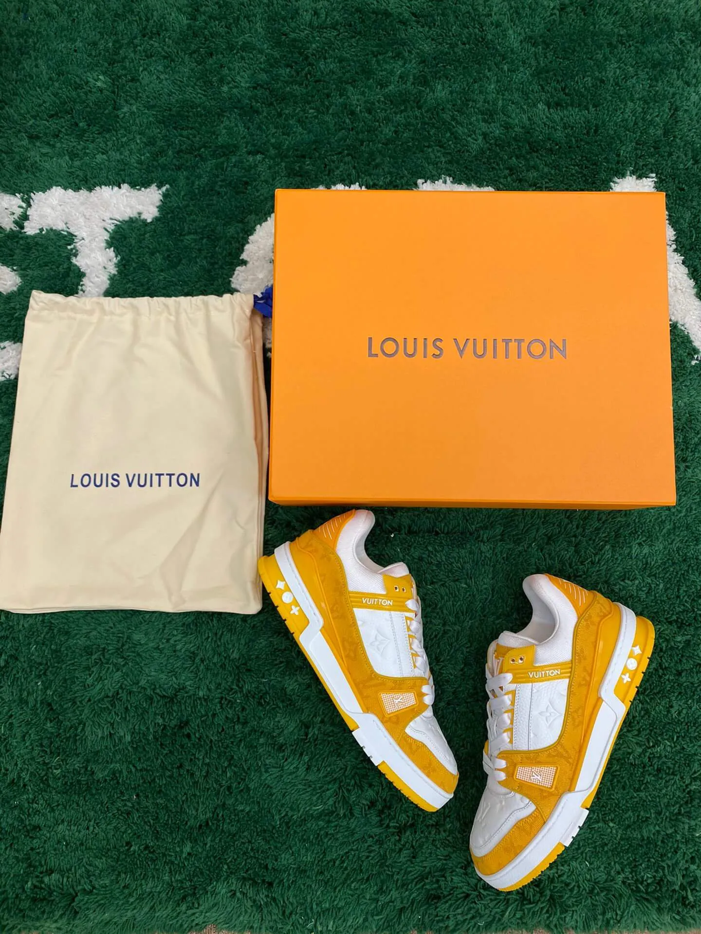 Louis Vuitton Trainer Denim Yellow White Sneaker