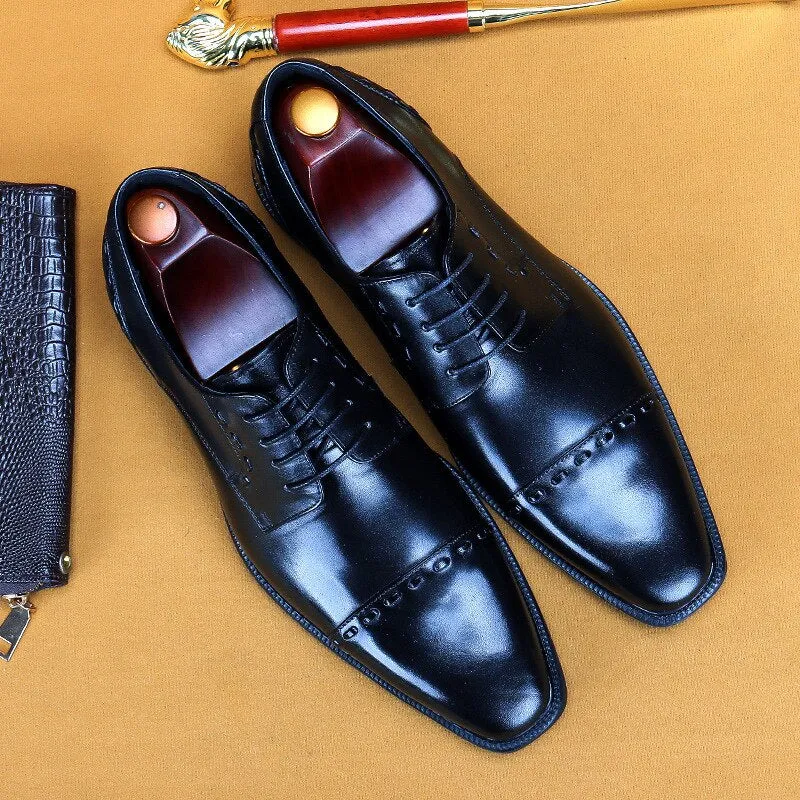 Luxury Exotic Glossy Designer Brogue Dress Shoes