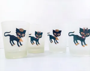 Maida Amour Siamese Hipster Kitten Double Old Fashion Glasses (Set of 4)