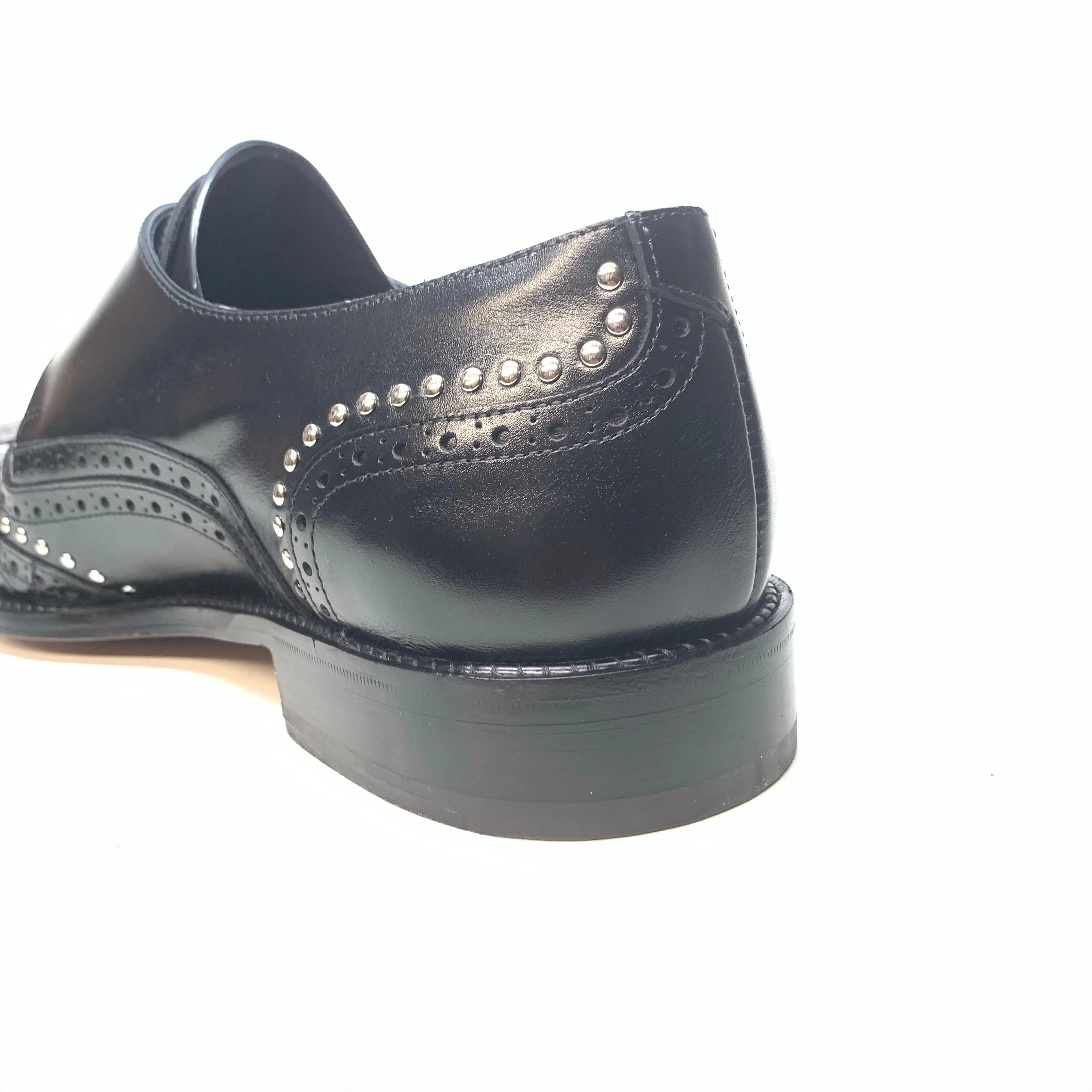 Mauri 3051 Black Alligator Studded Monk Strap Dress Shoes